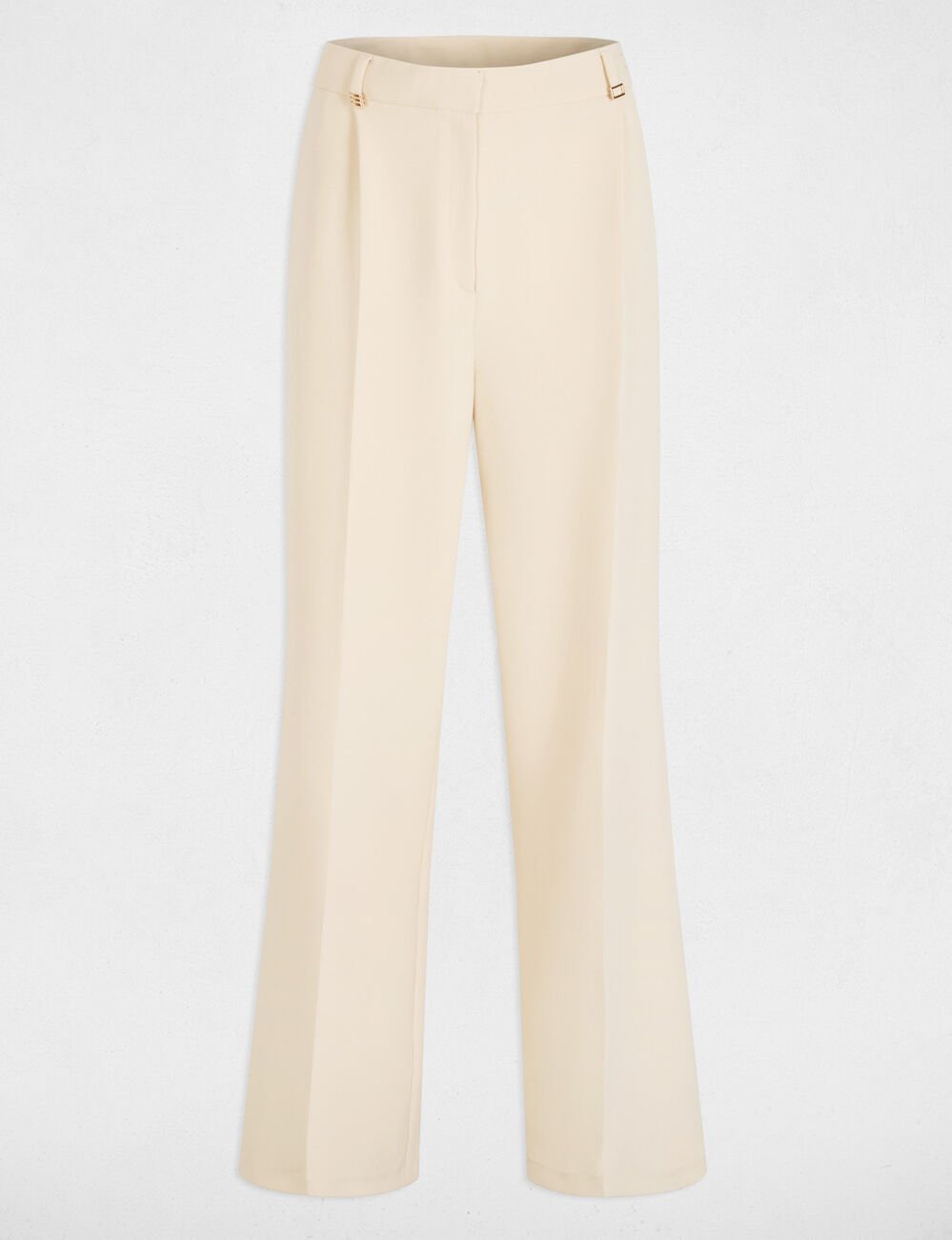 Pantalon large à pinces creme femme