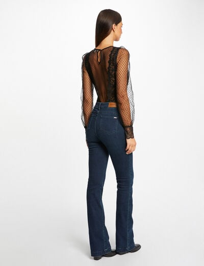 Body manches longues en plumetis noir femme