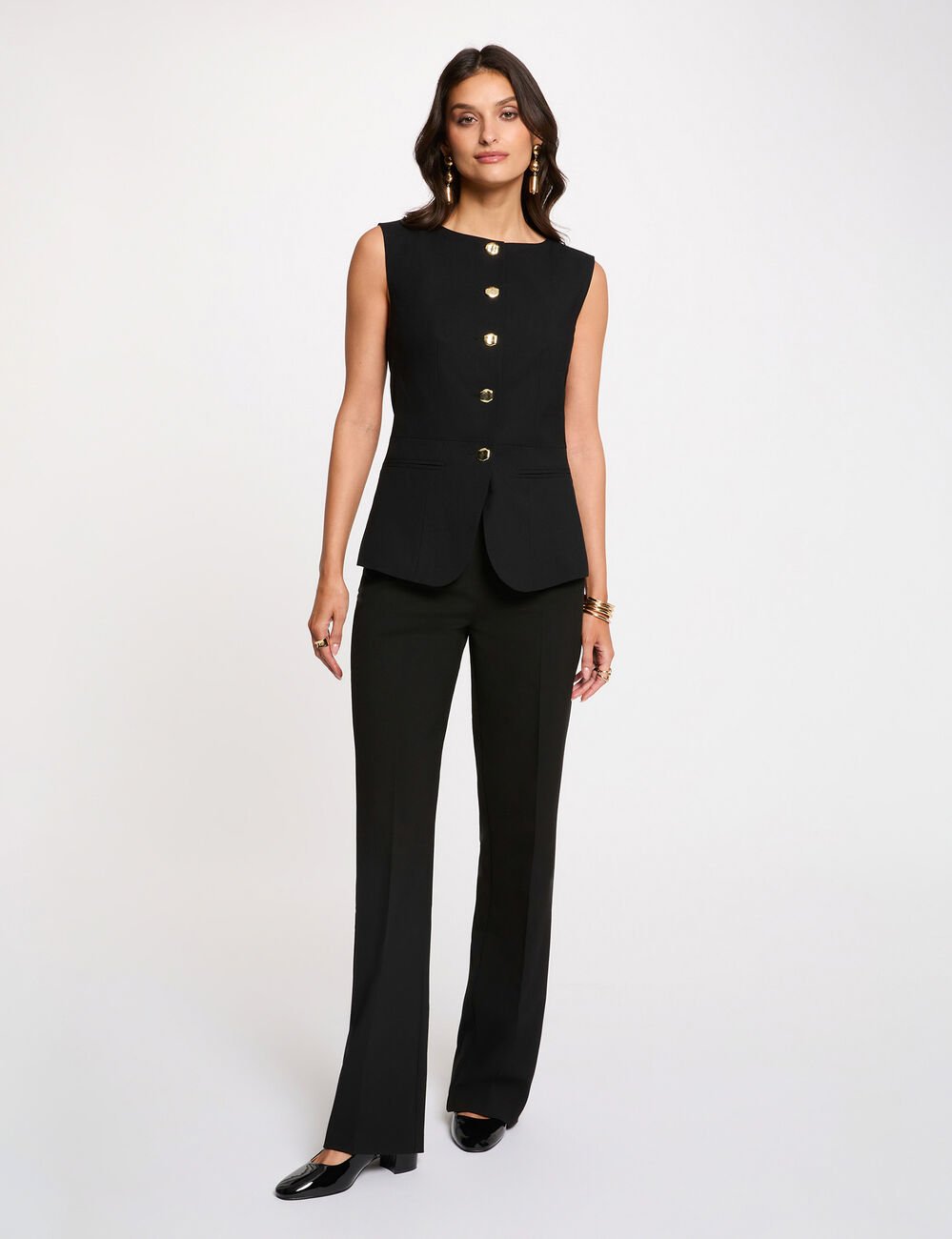 Getailleerd mouwloos vest zwart vrouw