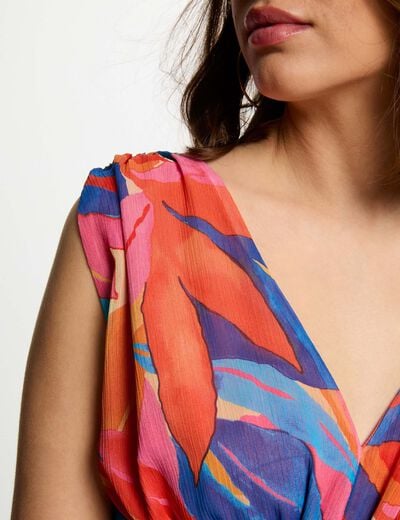 Robe longue droite imprimée multicolore femme