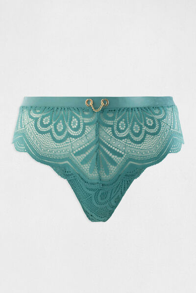 Shorty en dentelle bleu femme