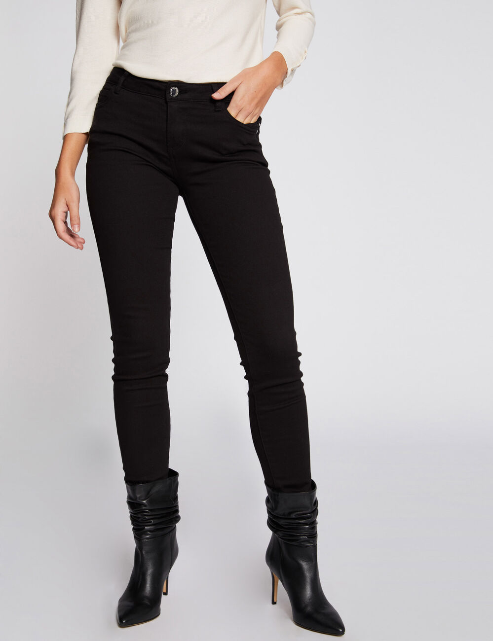 Skinny broek met lage taille zwart vrouw