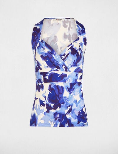 T-shirt ajust&eacute; col coeur multicolore femme