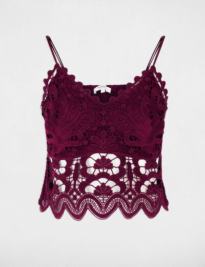 Crop top met fijne bandjes pruim vrouw