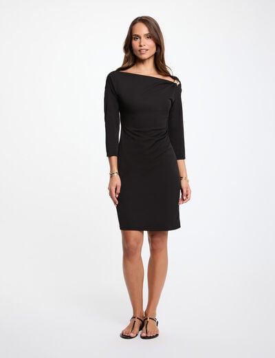 Robe courte encolure bateau noir femme