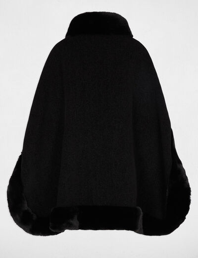 Poncho van imitatiebont zwart vrouw