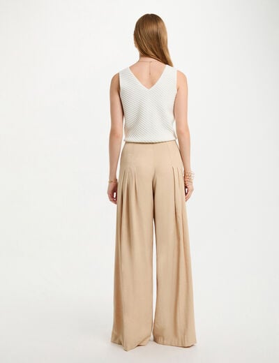 Débardeur maille col en V blanc femme