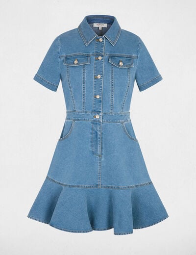 Robe courte ajust&eacute;e denim stone femme