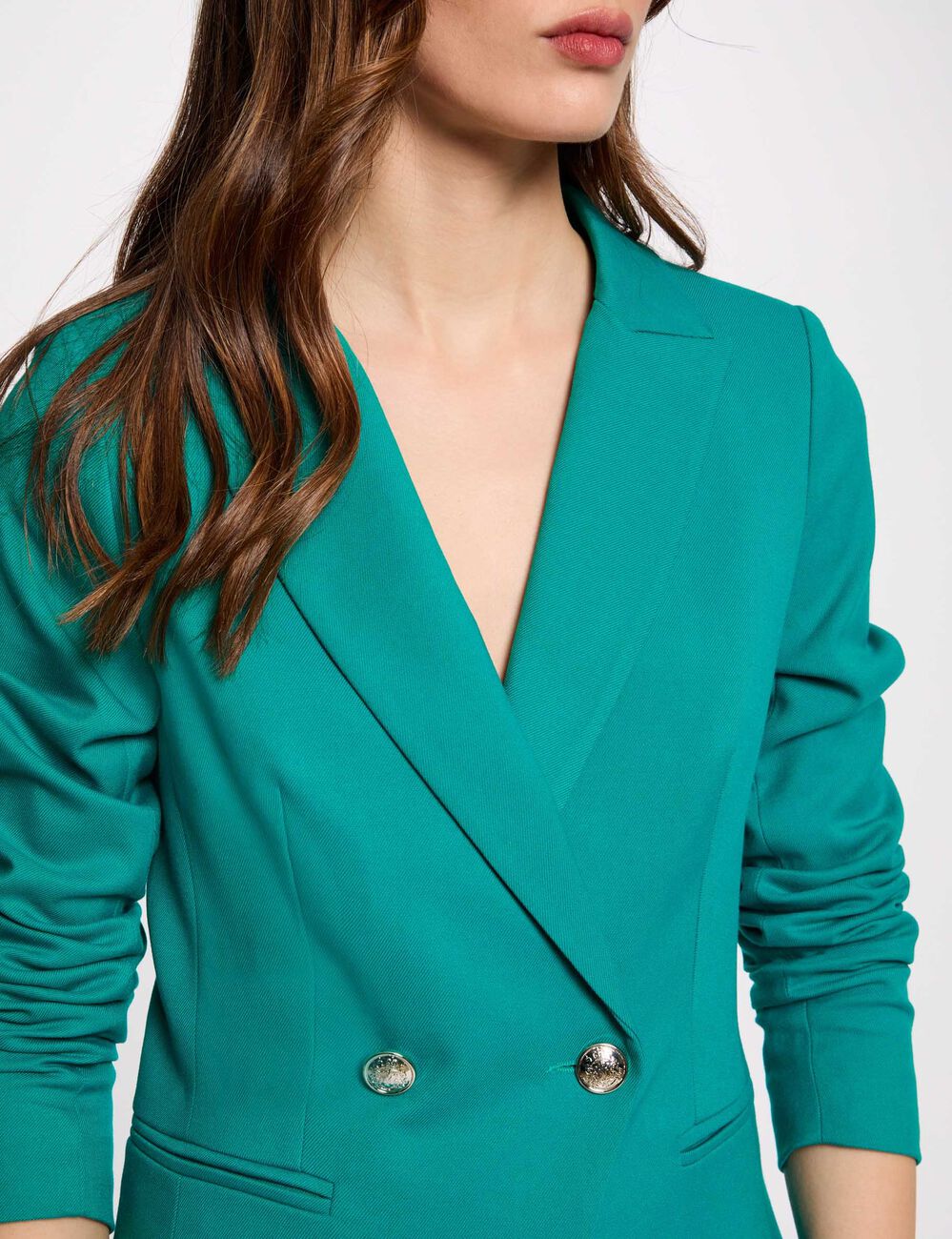 Blazer met getailleerde pasvorm turkooisblauw vrouw
