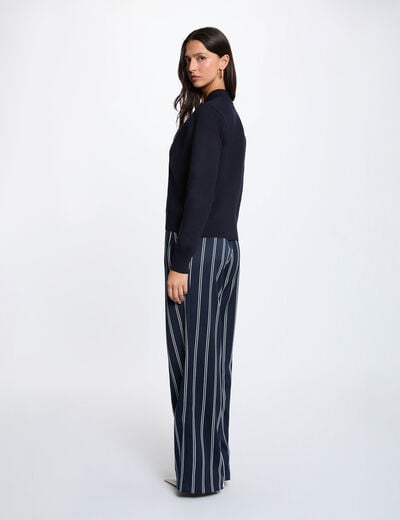 Veste col teddy bleu marine femme