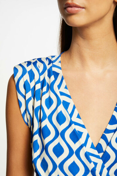 T-shirt met geometrische print bleu electrique vrouw