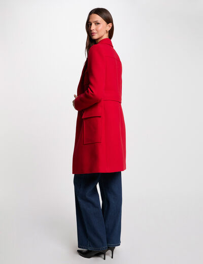 Lange jas met knopen rood vrouw