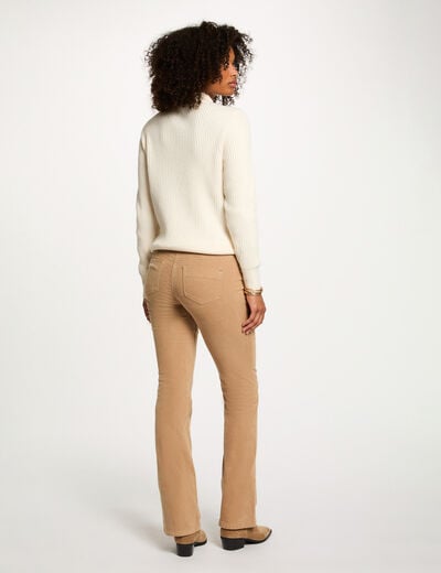 Pull court col roulé ivoire femme