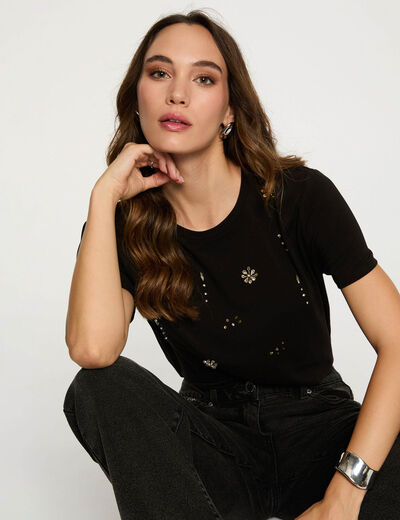 T-shirt met korte mouwen zwart vrouw