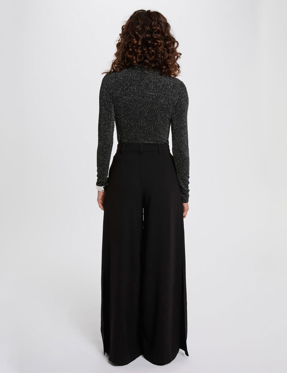Kort T-shirt met opstaande kraag couleur argent vrouw
