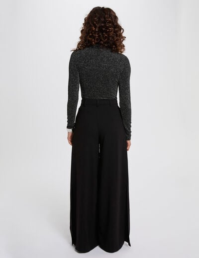 Kort T-shirt met opstaande kraag couleur argent vrouw