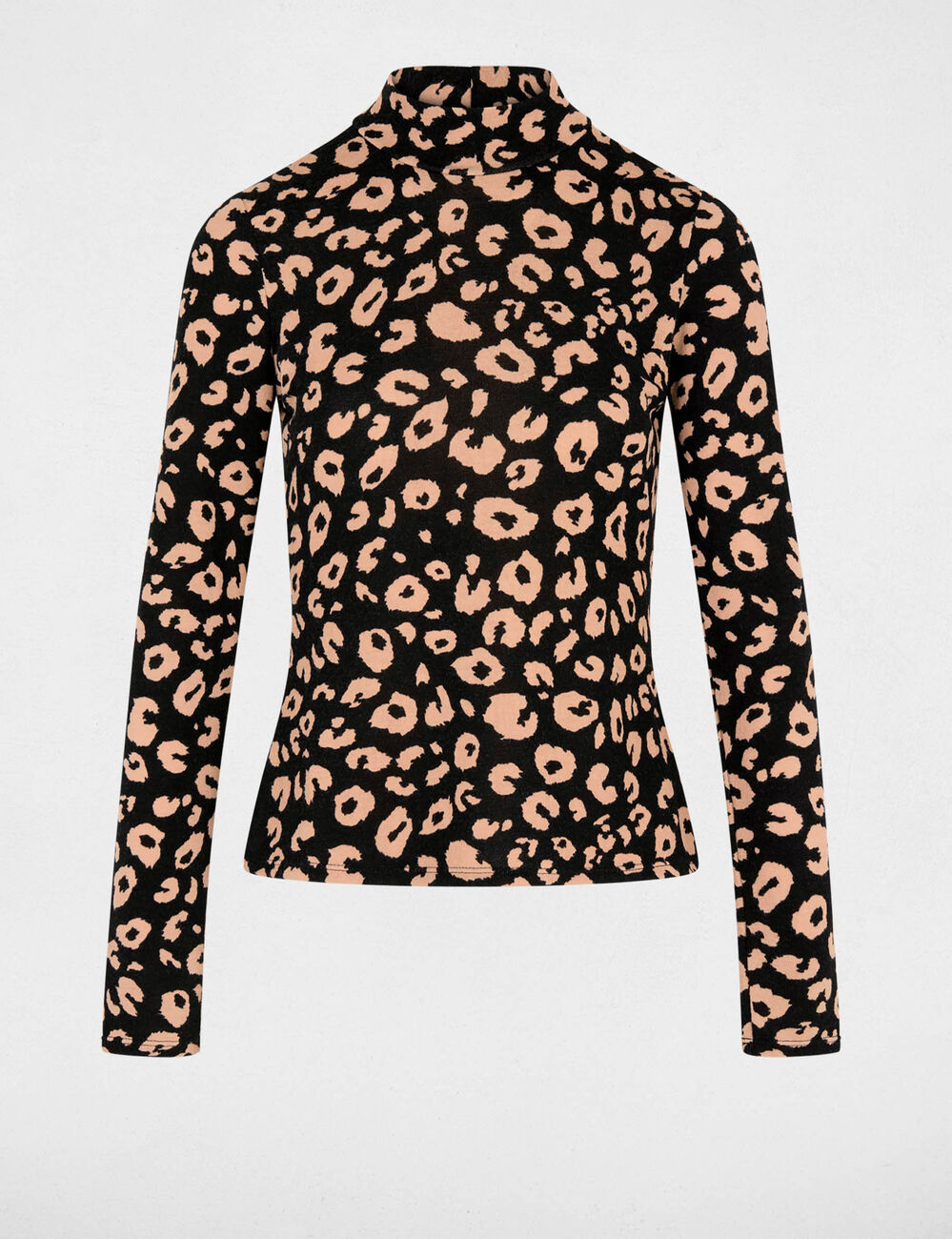 Getailleerd T-shirt met hoge hals zwart vrouw