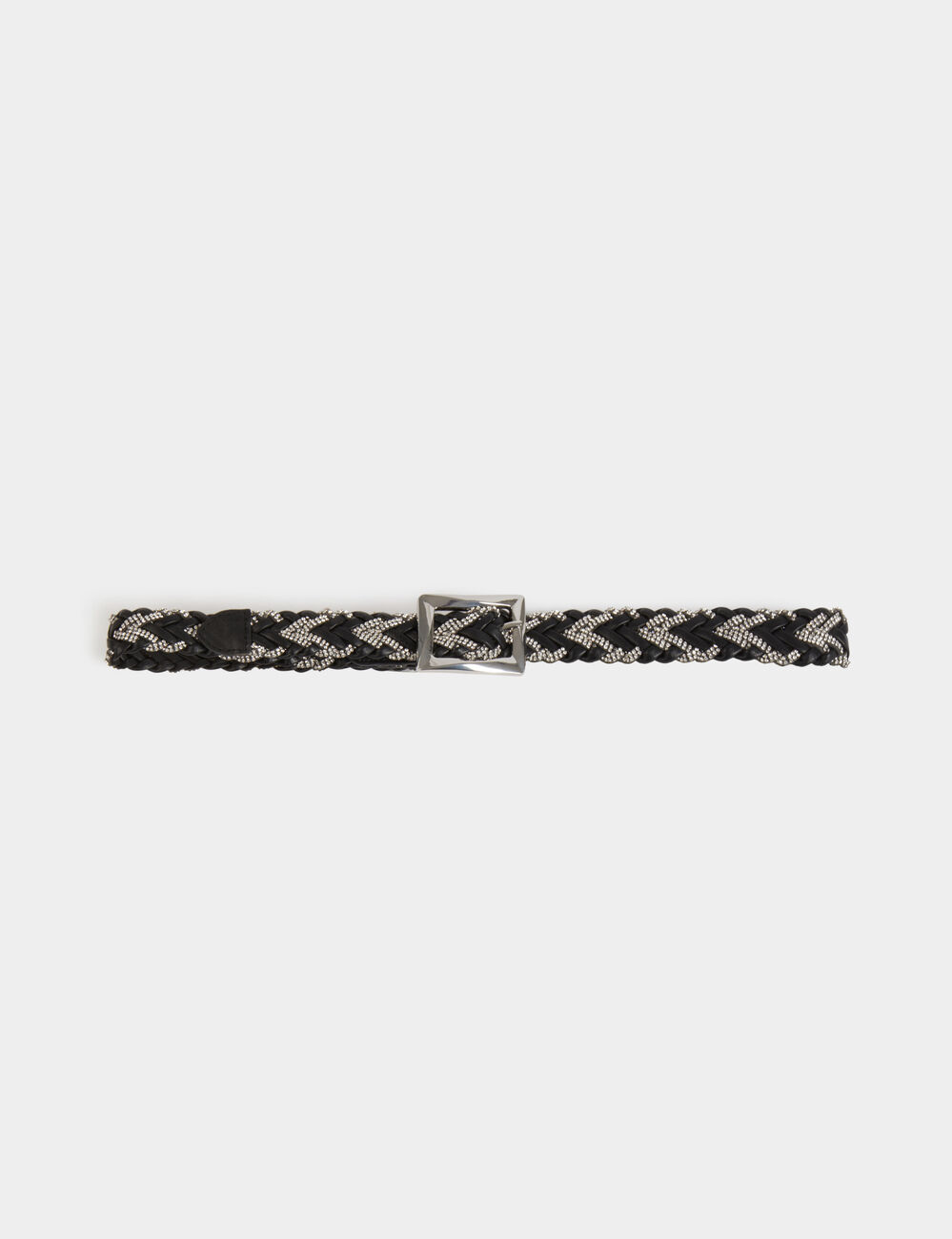 Ceinture fine tressée noir femme
