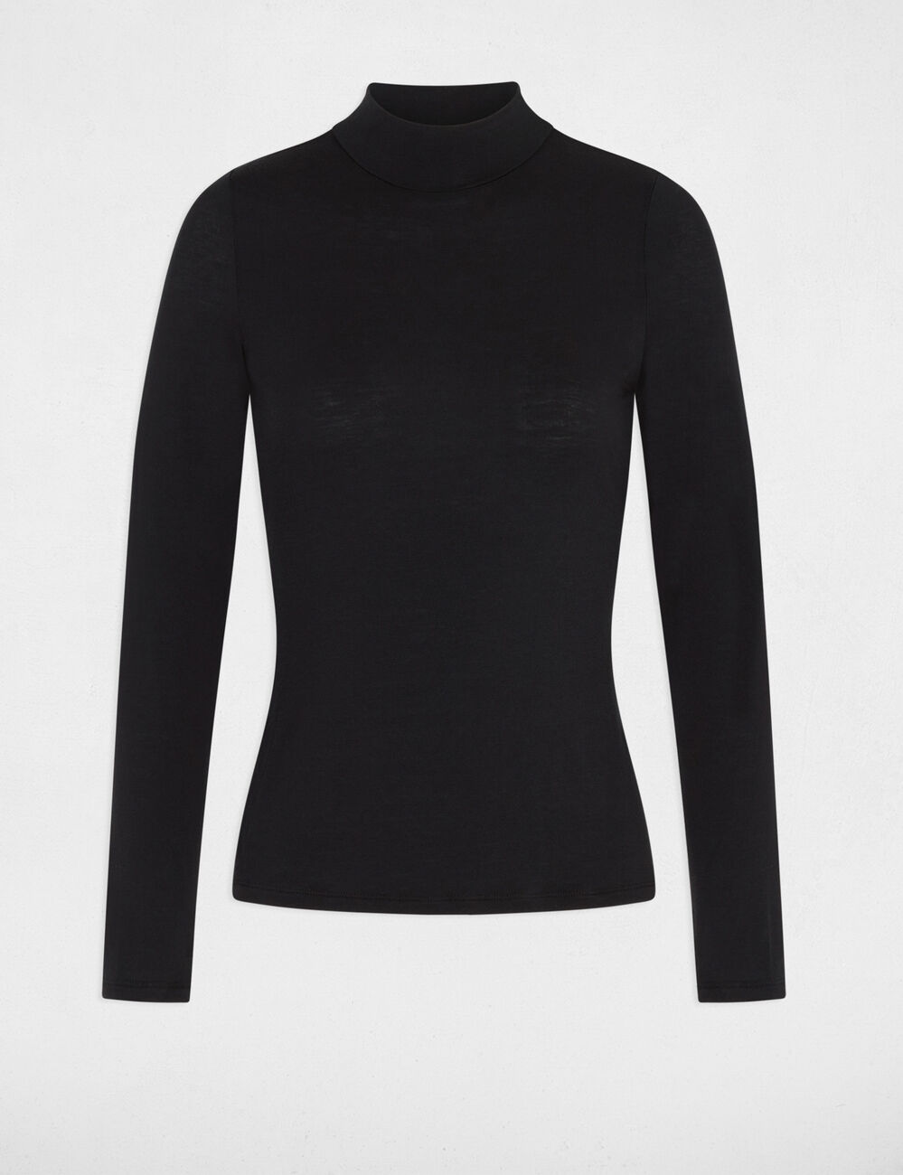 T-shirt col montant manches longues noir femme