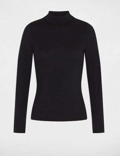 T-shirt col montant manches longues noir femme