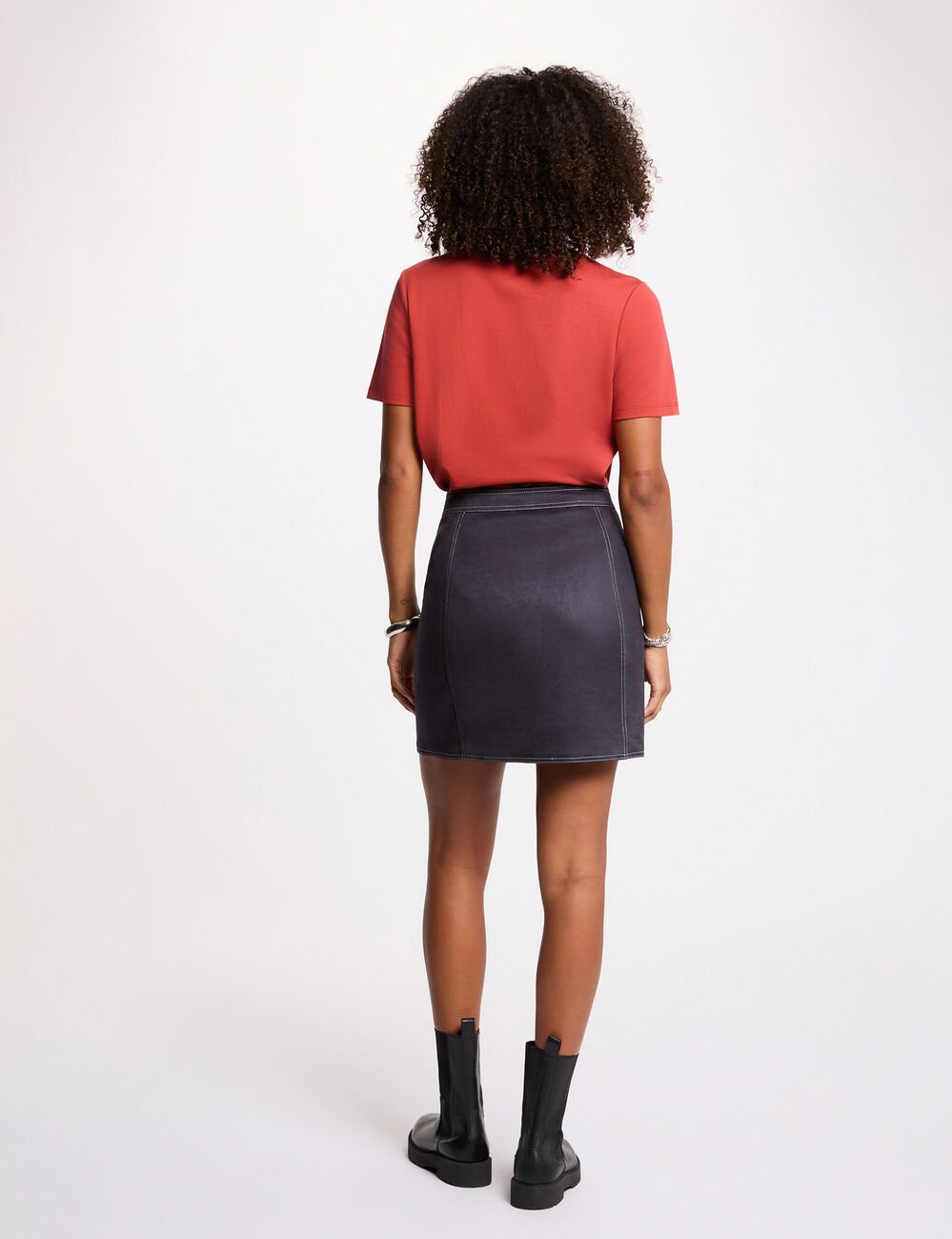 T-shirt manches courtes orange fonc&eacute; femme