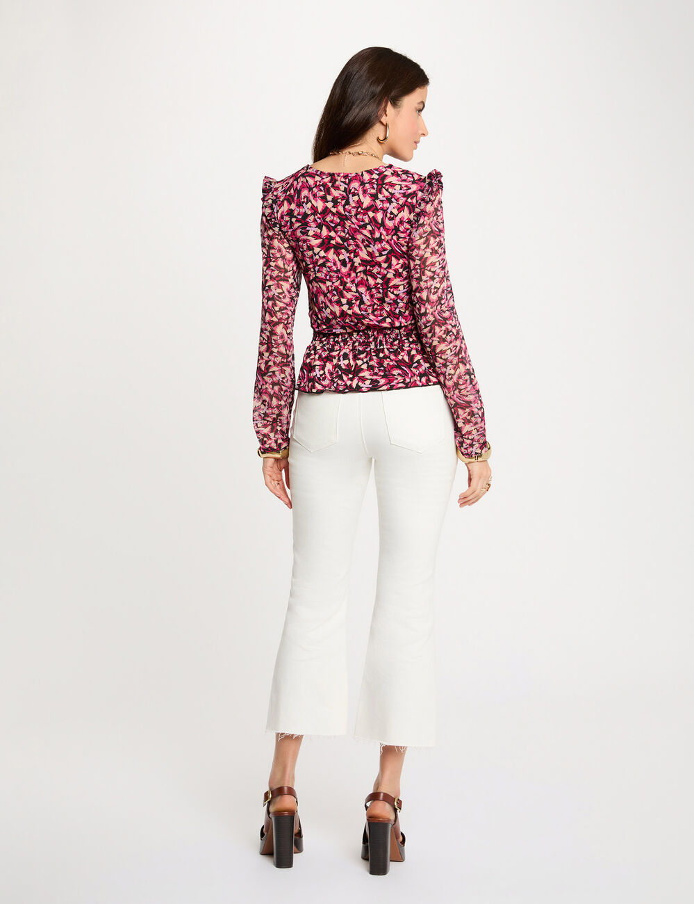 Getailleerd T-shirt met hoge hals meerkleurig vrouw