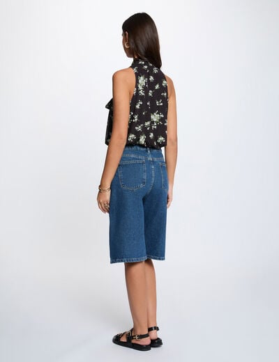 Hoge taille short ruw denim vrouw