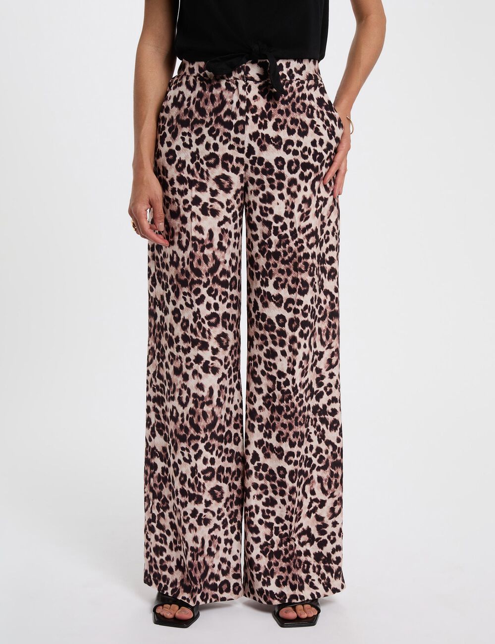 Pantalon droit fluide multicolore femme