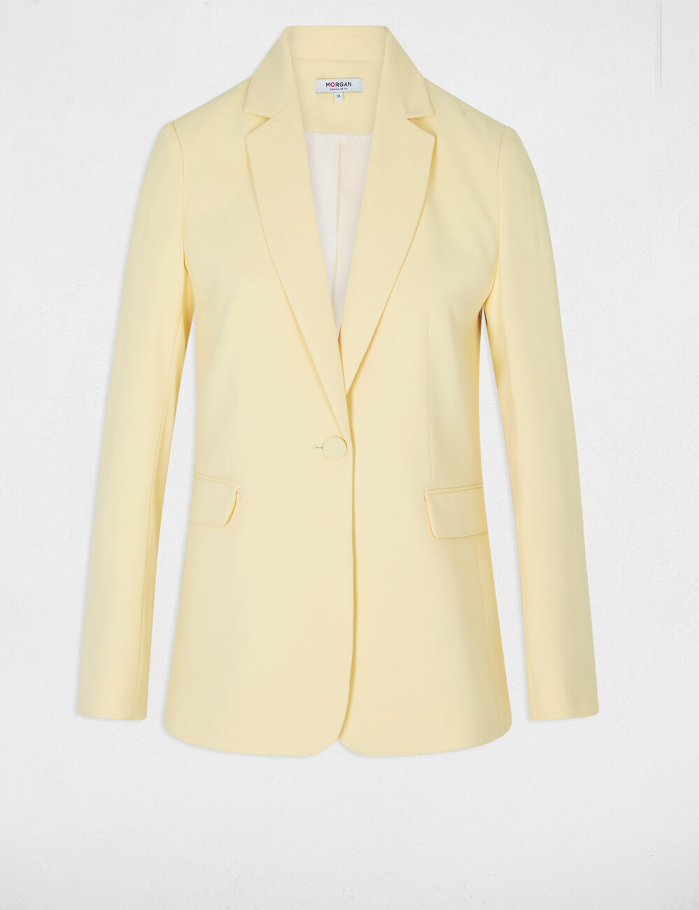 Veste col tailleur jaune clair femme