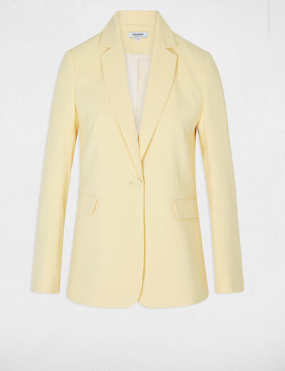 Veste col tailleur jaune clair femme