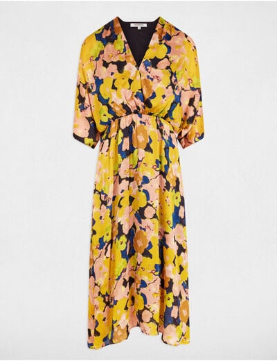 Rechte midi-jurk met bloemenprint meerkleurig vrouw