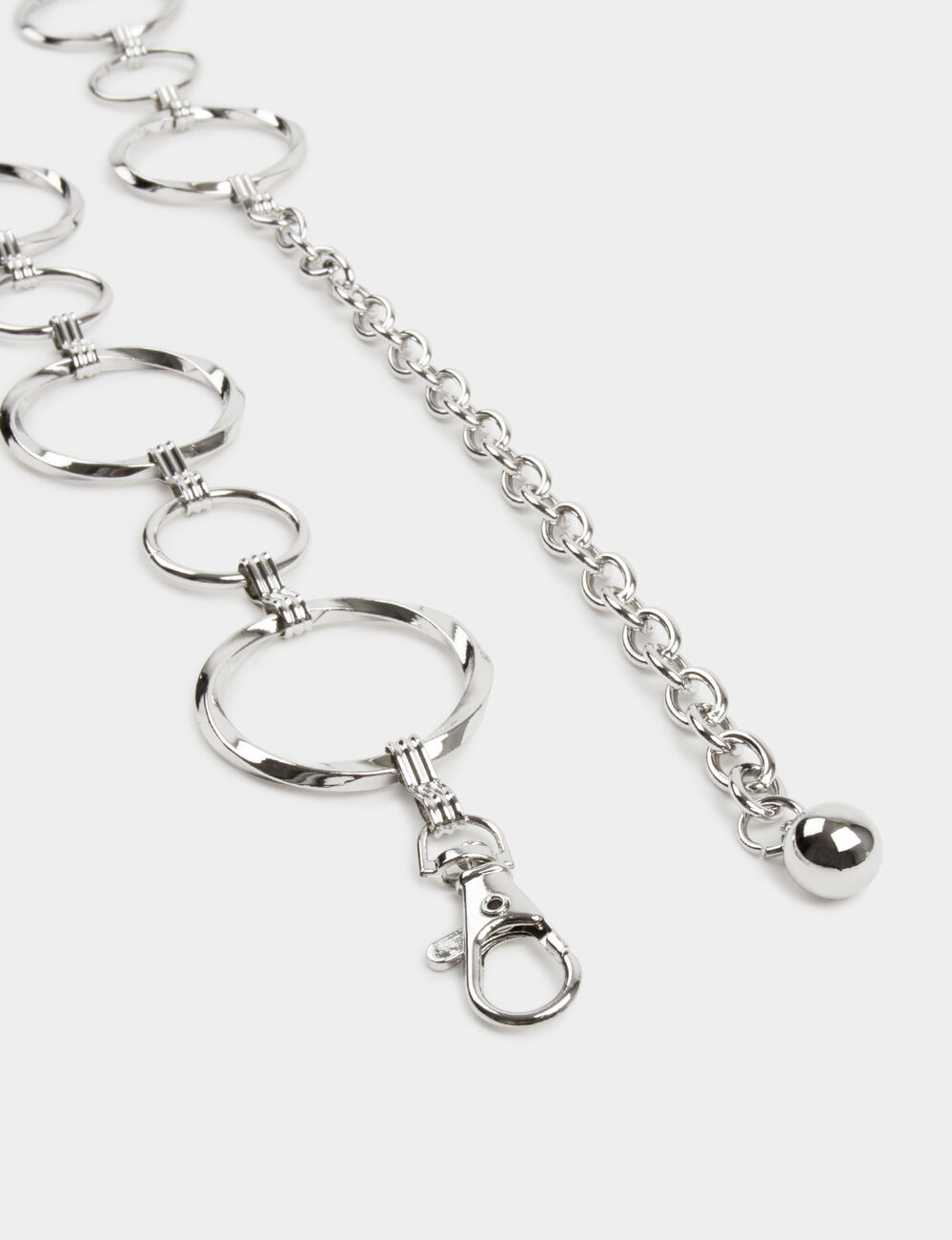 Ceinture anneaux en métal couleur argent femme