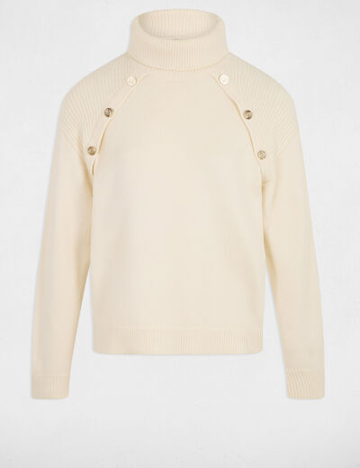 Pull col roulé ivoire femme