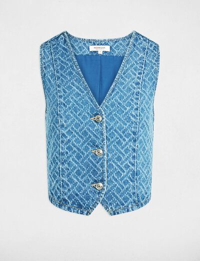 Gilet jean sans manches denim stone femme