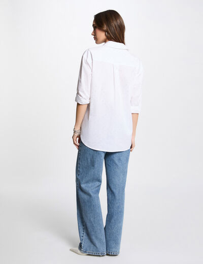 Chemise manches longues strass blanc femme