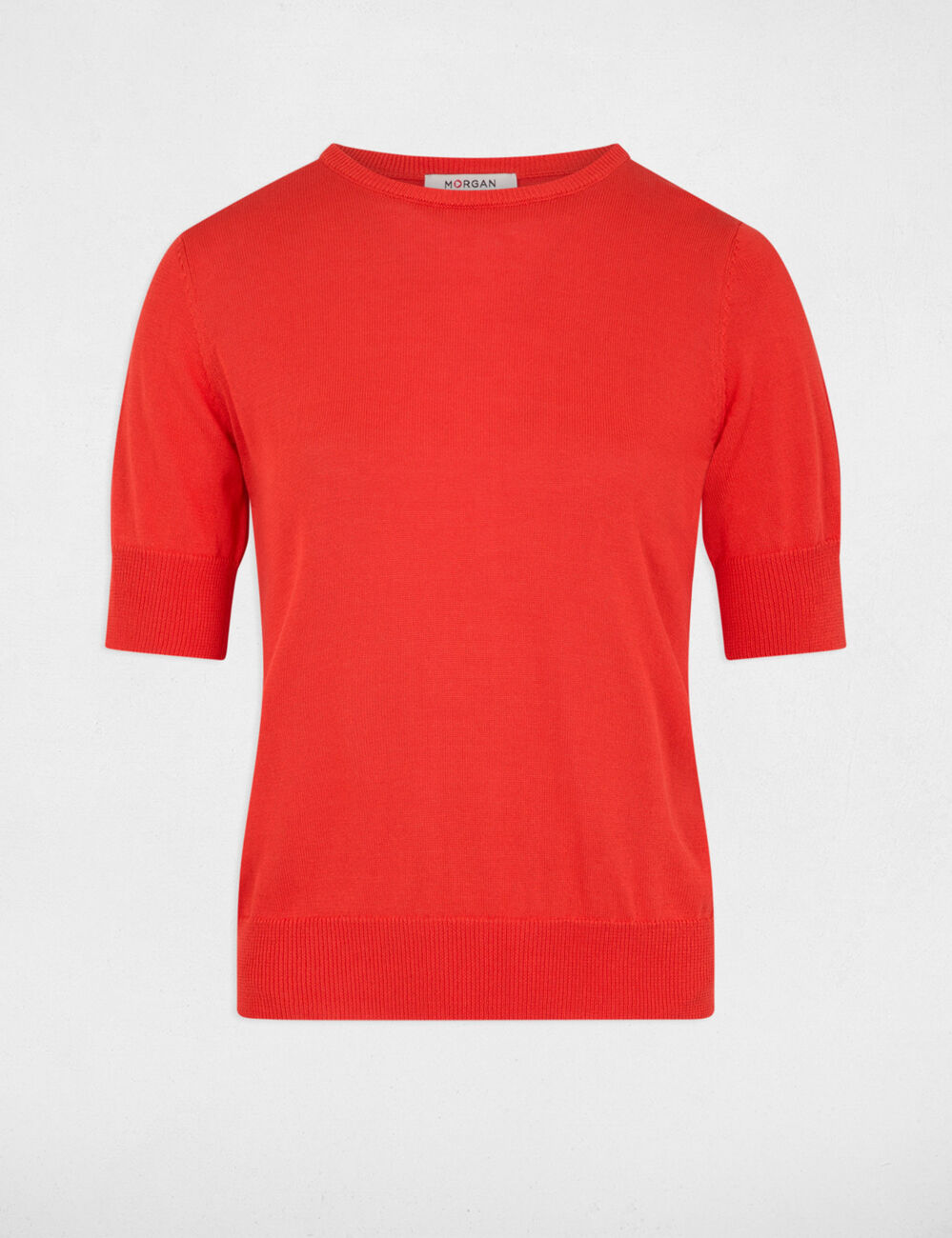 Trui met korte mouwen donker oranje vrouw