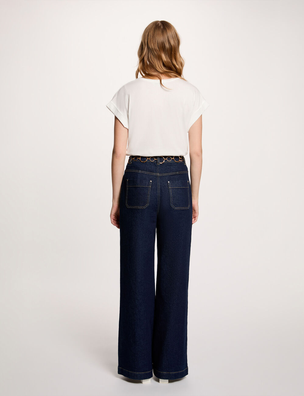 T-shirt col rond manches courtes blanc femme