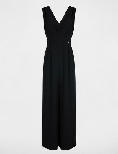 Jumpsuit met wijde pijpen marineblauw vrouw