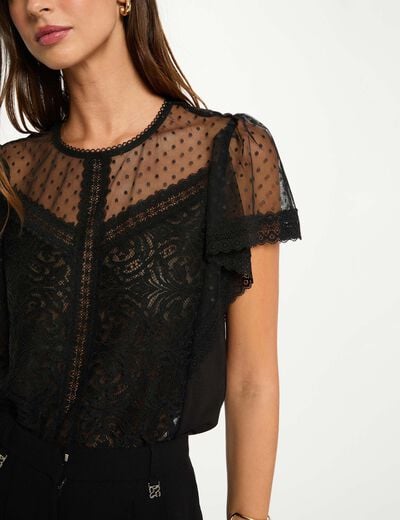 T-shirt manches courtes noir femme
