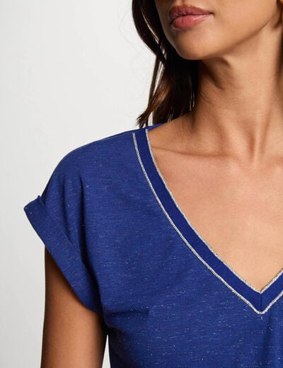 T-shirt met korte mouwen bleu electrique vrouw