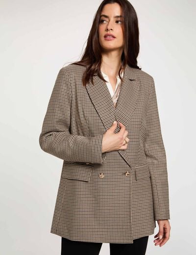 Rechte blazer met reverskraag bruin vrouw