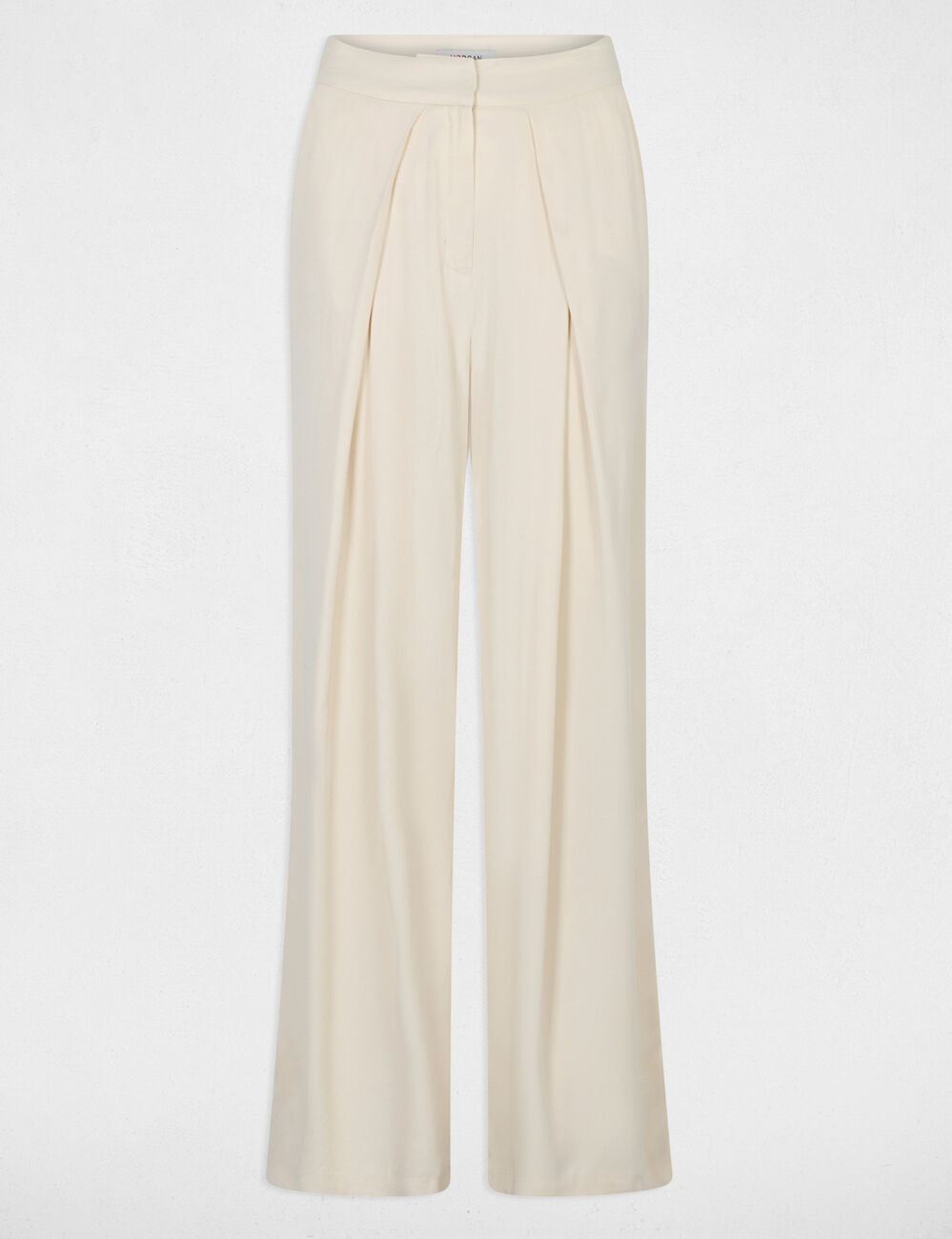 Pantalon fluide taille haute ivoire femme