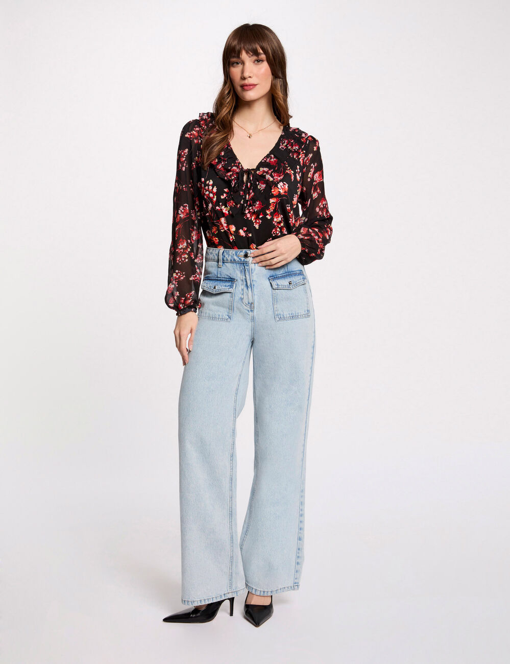 T-shirt manches longues multicolore femme