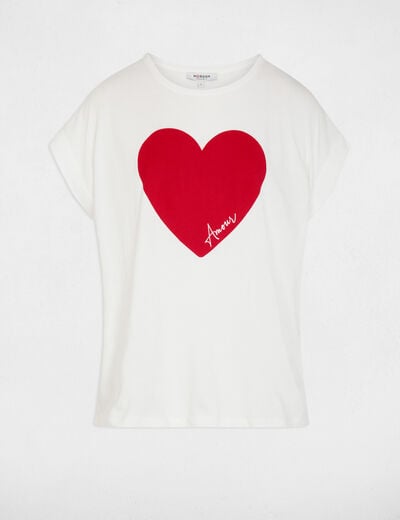T-shirt droit inscription blanc femme