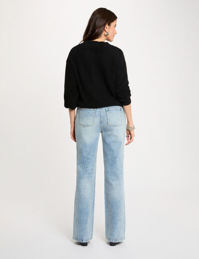 Pull droit col rond noir femme