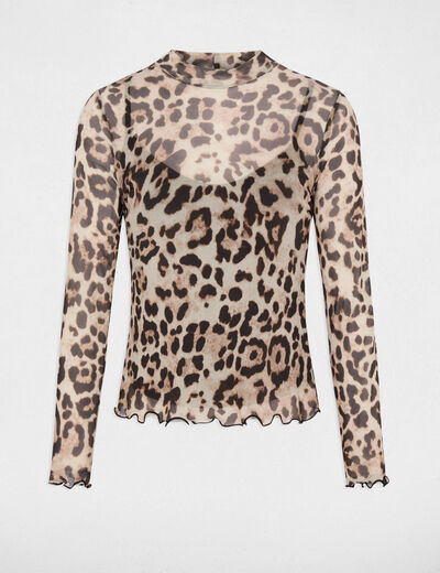T-shirt met opstaande kraag meerkleurig vrouw