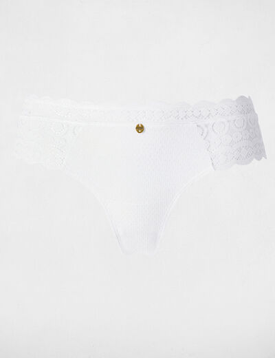 Shorty dentelle taille basse blanc femme