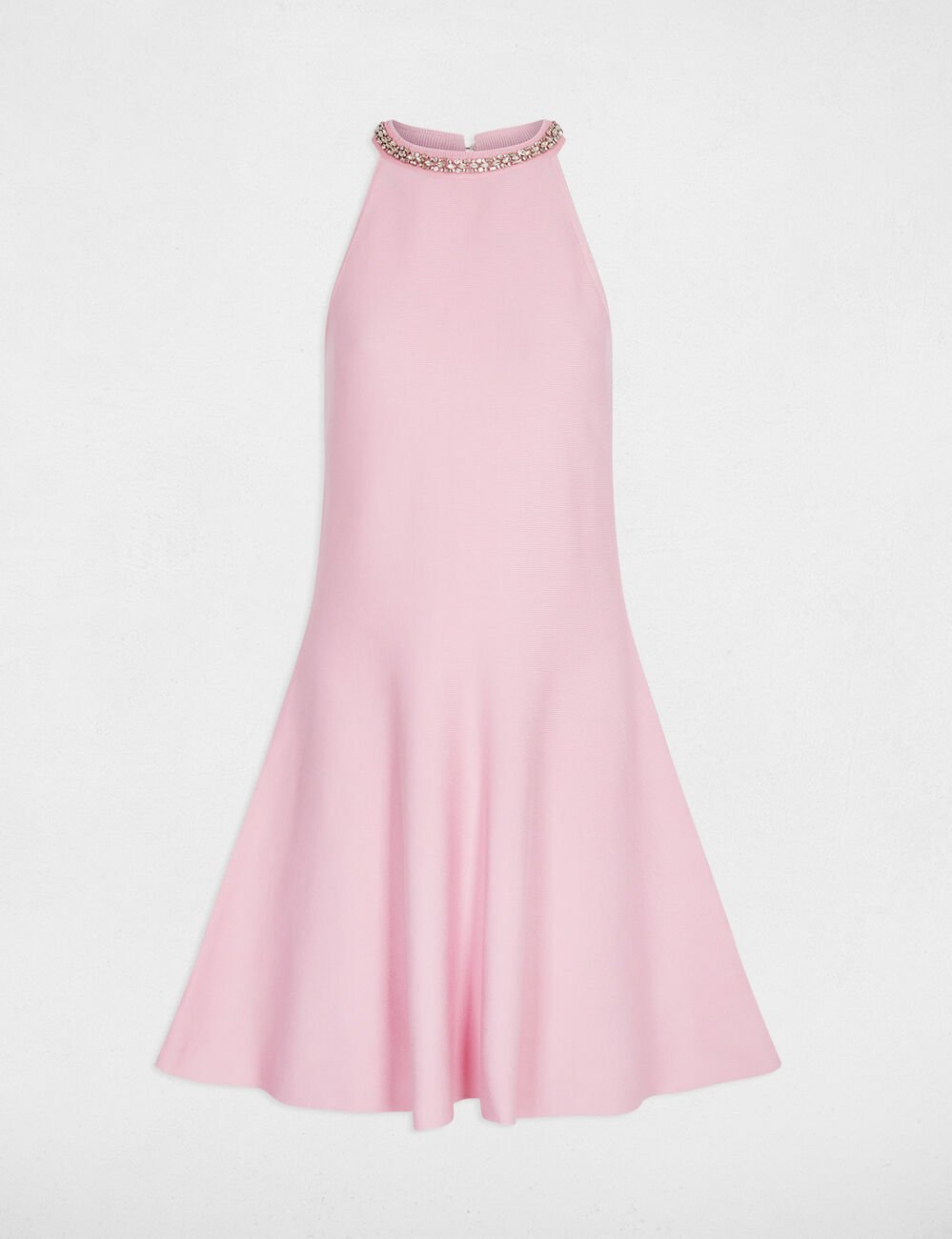 Robe courte trap&egrave;ze rose clair femme