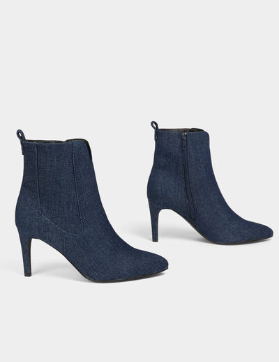 Spijkerlaarzen met hakken ruw denim vrouw