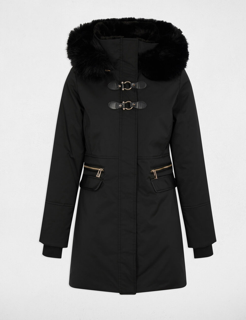 parka droite mi longue noir femme Parka droite mi-longue noir femme